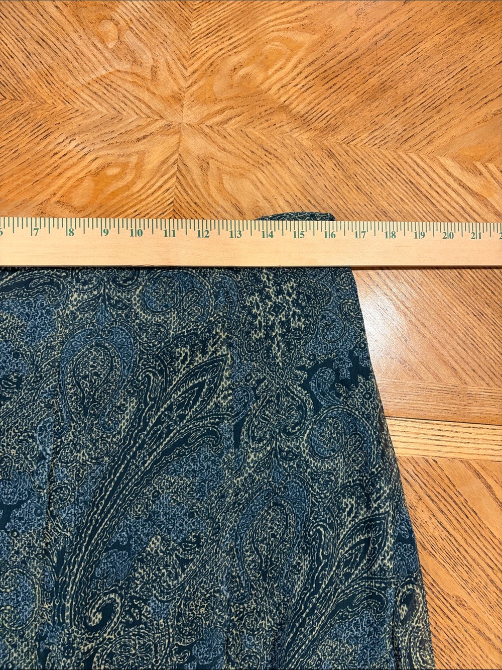 Jones New York 100% Silk Paisley Maxi Skirt Size 12 Blue Green Boho Flowy Lined - Picture 8 of 13
